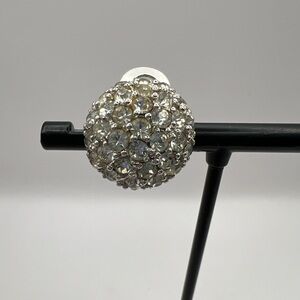 Single earring Pennino Pave round domed Bridal Engagement Clip on Earring